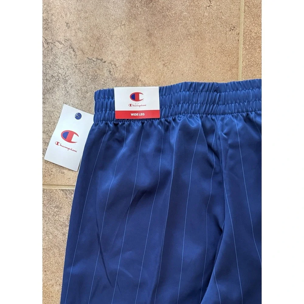 Champion Women's Game Set Match Pants~ Blue Depths Pinstripe Size L NWT